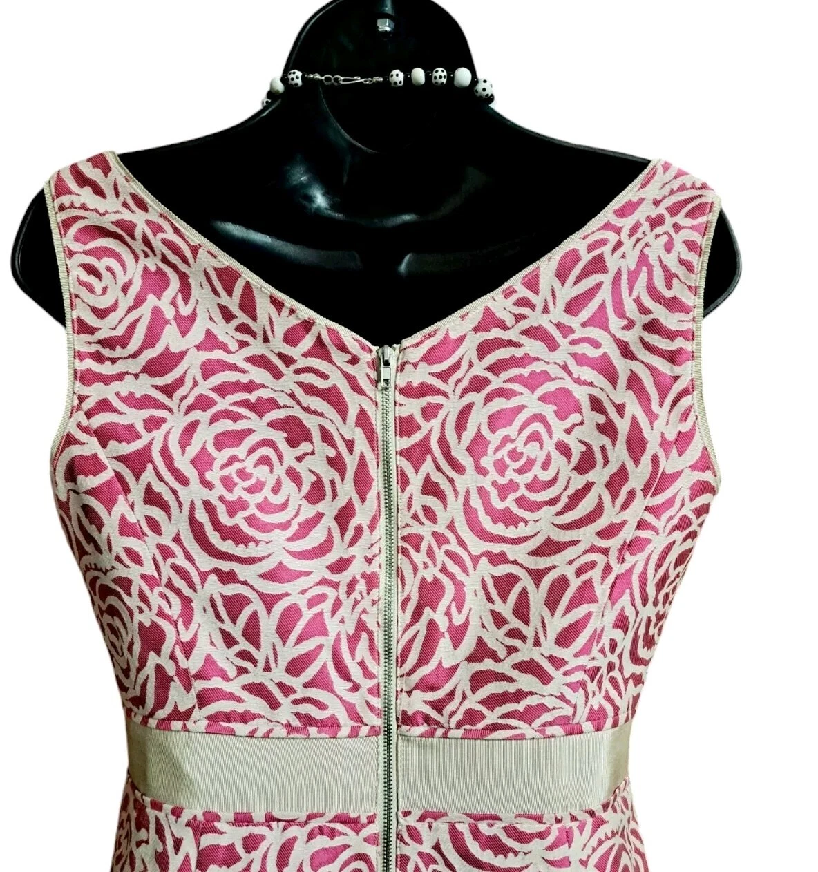 OFF WHITE Abito tubino donna Maggie London rosa bianco sporco floreale taglia 8 colorato classico