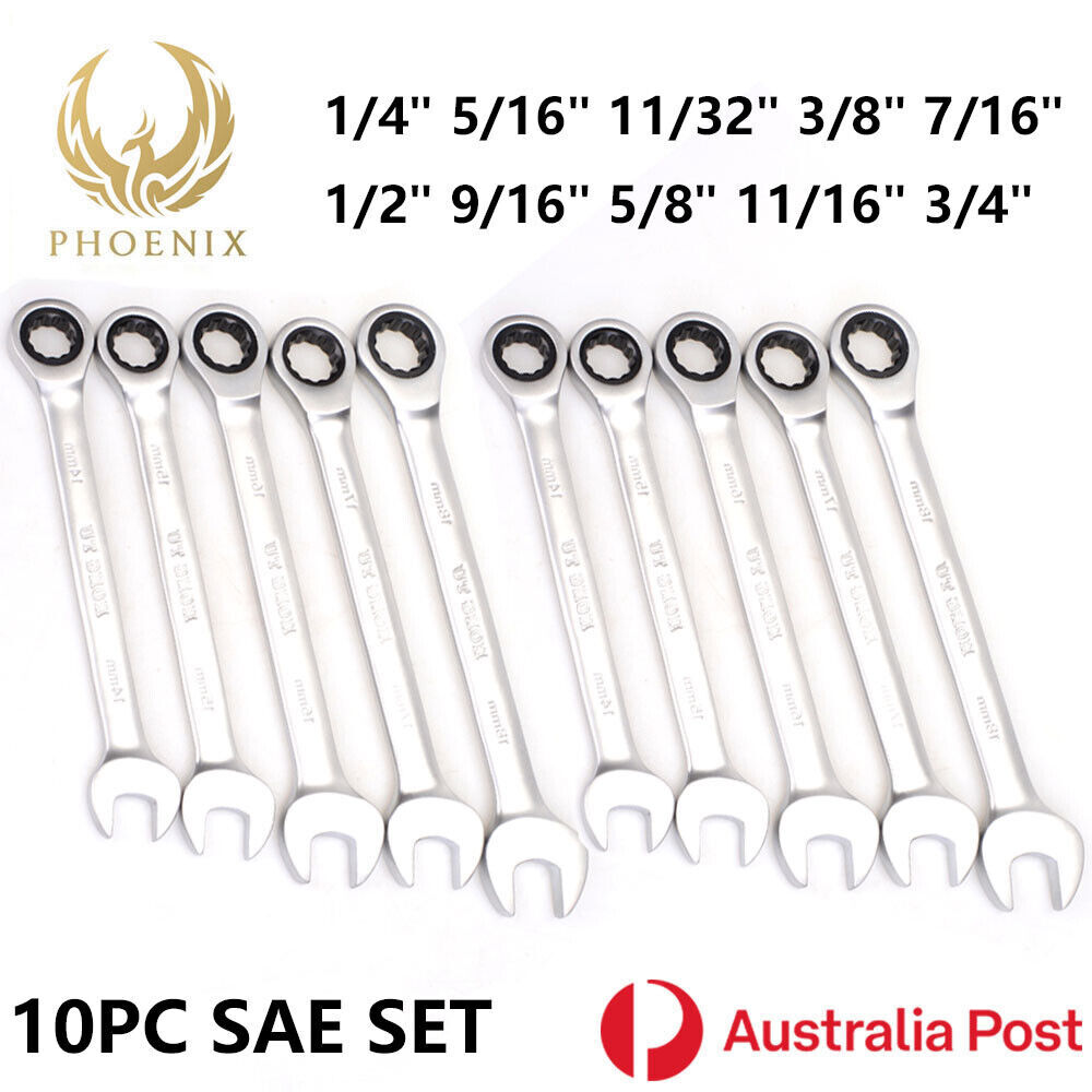 Metric & SAE Ratchet Spanners Combination Ratcheting Ring Gear Spanner