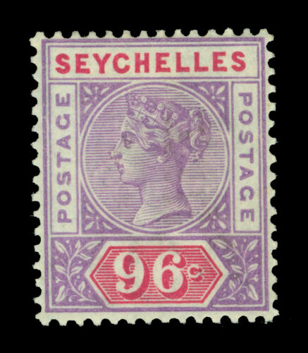 Colonias Británicas - Islas Seychelles 1890 Victoria 96c vio y coche Sc# 18 como nuevo MH - Imagen 1 de 2
