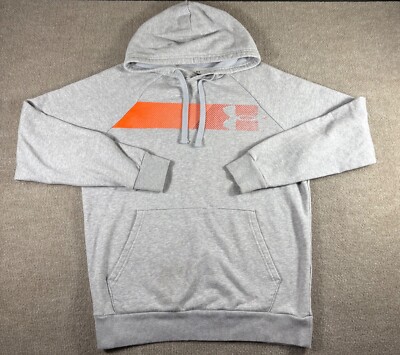 Under Armour Hoodie Men's Small Loose UA Rival Fleece Gray Orange Pullover