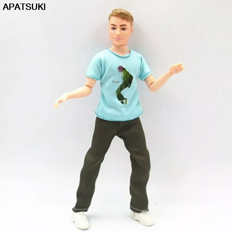 Blue T-shirts Trousers Pants 1/6 Boy Doll Clothes For Ken Doll Outfits Kids  Toy