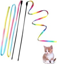 Cat Wand Toys Interactive Kitten Toys for Indoor Cats Colorful Teaser Wand St...