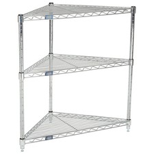 Global Industrial (3) Shelf Corner Media Stand Chrome 32 x 24