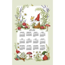 Kay Dee Designs, Garden Gnomes 2026 Calendar Towel