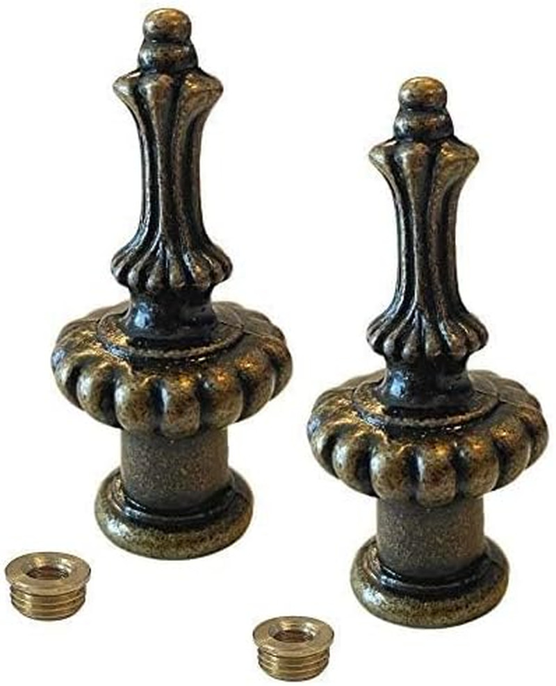 Lamp Finials 2-Pack (Brass, 2" Tall), Secure Lampshade to Table/Floor/Pendant...