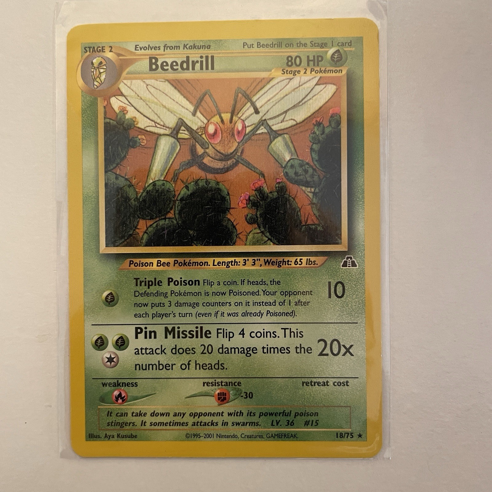Beedrill 18/75 Rare Neo Discovery Unlimited Pokemon Card LP+