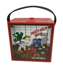 Lego Ninjago Red Plastic Lunchbox or Storage Box with Rubber Handle (C27)