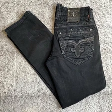 Rock Revival Jeans Mens 28 (30x28) Black Hebe Slim Straight Denim