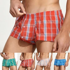 Classic Men's Low Rise Boxers Soft Cotton Underwear Button Closure Shorts