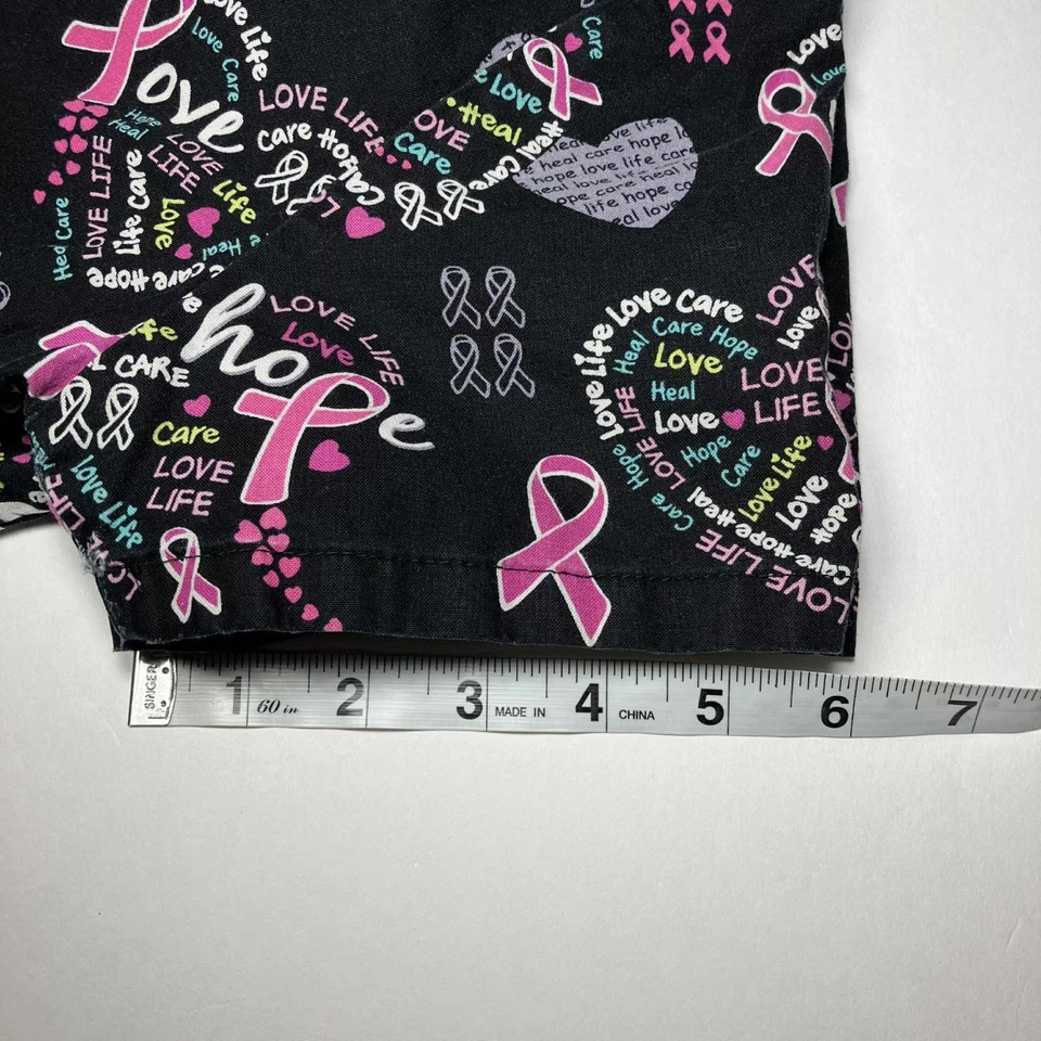Cancer Awarenes Scrub Top Womens XS Scrub Star Nurse Medical - Image 4 of 4