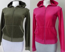 JUICY COUTURE Vintage Women's M Y2K Velour Hooded Track Jacket- Made in USA