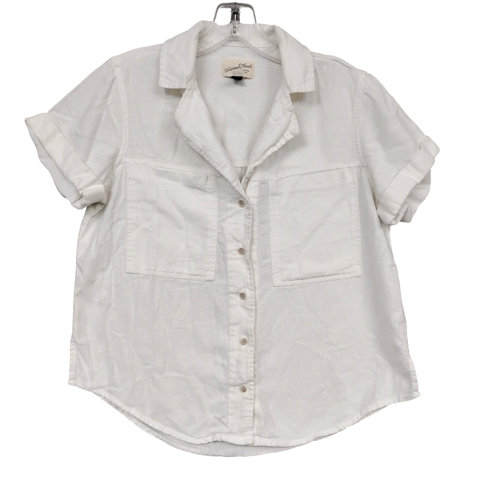 Universal Thread Button Down Shirt XS White Linen… - image 1