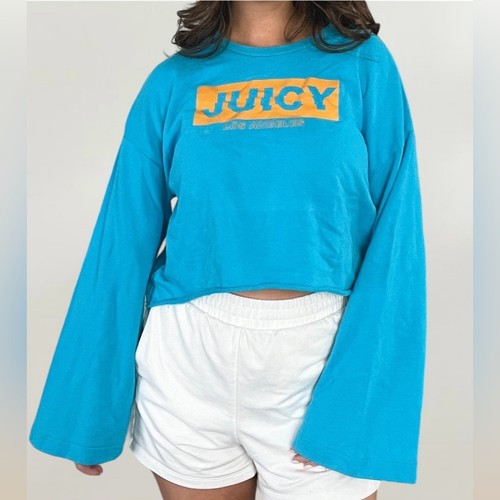 Juicy Couture LA JUICY cropped blue logo sweatshirt size medium