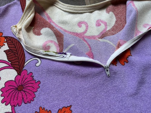 TÚNICA FLORAL Hippy Gio Luigi años 60 para Fairfield, cremallera trasera mediana/grande/elástica - Imagen 8 de 10