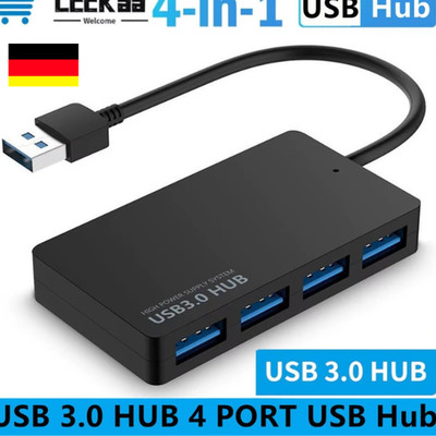 USB Hub 3.0 Verteiler 4 Port Splitter Datenhub SuperSpeed für Laptop PC 4-IN-1
