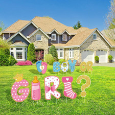 11 Pieces Gender Reveal Party Decorations Baby Shower Plastic Yard Sign Boy or G
