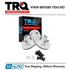 TRQ Semi Metallic Brake Pad & Performance Drilled Slotted Rotor Front Kit
