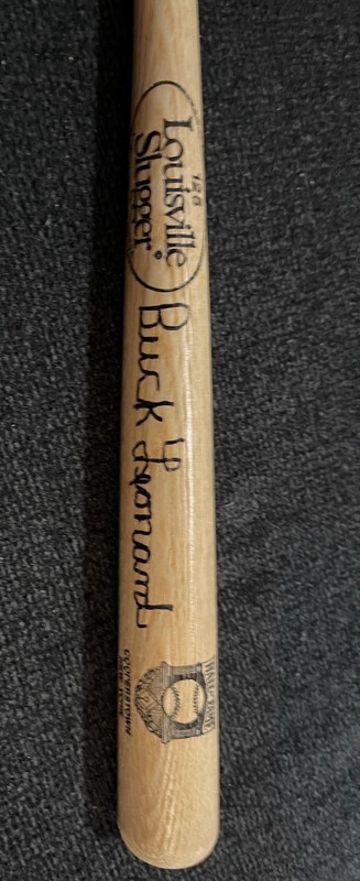Buck Leonard Signed Baseball 16” Louisville Slugger Mini Bat HOF Logo Autograph