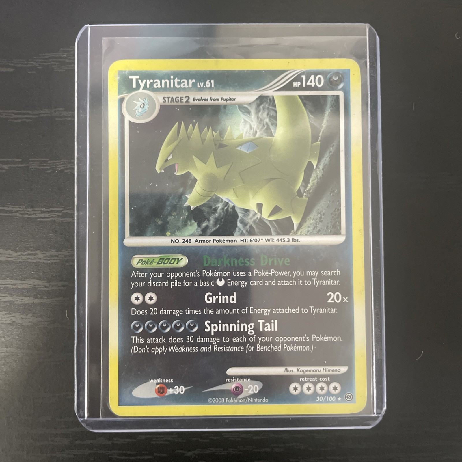 Tyranitar Lv.61 30/100  Stormfront Holo Rare Pokemon Card TCG  2008 