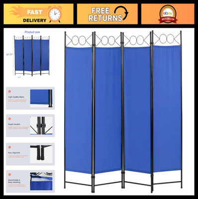 6FT Folding Room Divider - 4 Panel Freestanding Privacy Screen for Home Office &