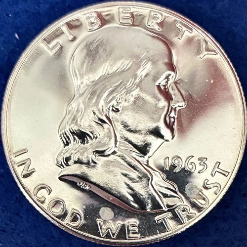 1963 Franklin Silver Half Dollar Spotted Proof (Obverse)