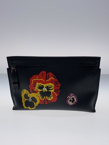 LOEWE clutch bag leather Black Used