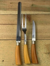 Bakelite Knife Set Of 3 Shefield England Forever Sharp W Richardson