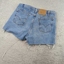 VTG Levis Shorts Mens 34 Blue Jean Cut Off Grunge Distressed Orange Tab 90s 550s