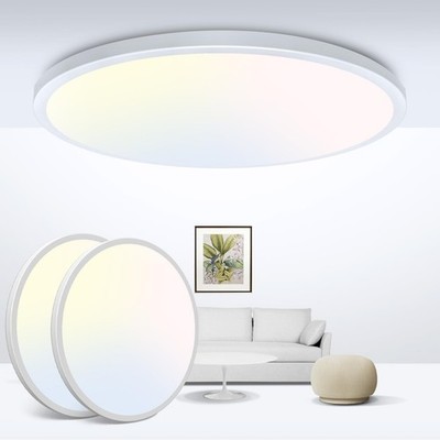 LED Ceiling Light 9-Inch 24W 2400LM Slim Flat Fixture 3000K-6000K, 2-Pack