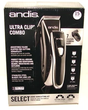 ANDIS Ultra Clip Combo PM-10 & BTS-2 HOME HAIR CUTTING KIT 15 Piece Clippers NEW