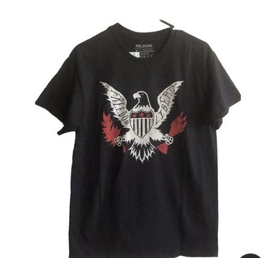 MELMARC Mens Black T-Shirt Size Medium  Graphics FREEDOM LIBERTY Cotton 