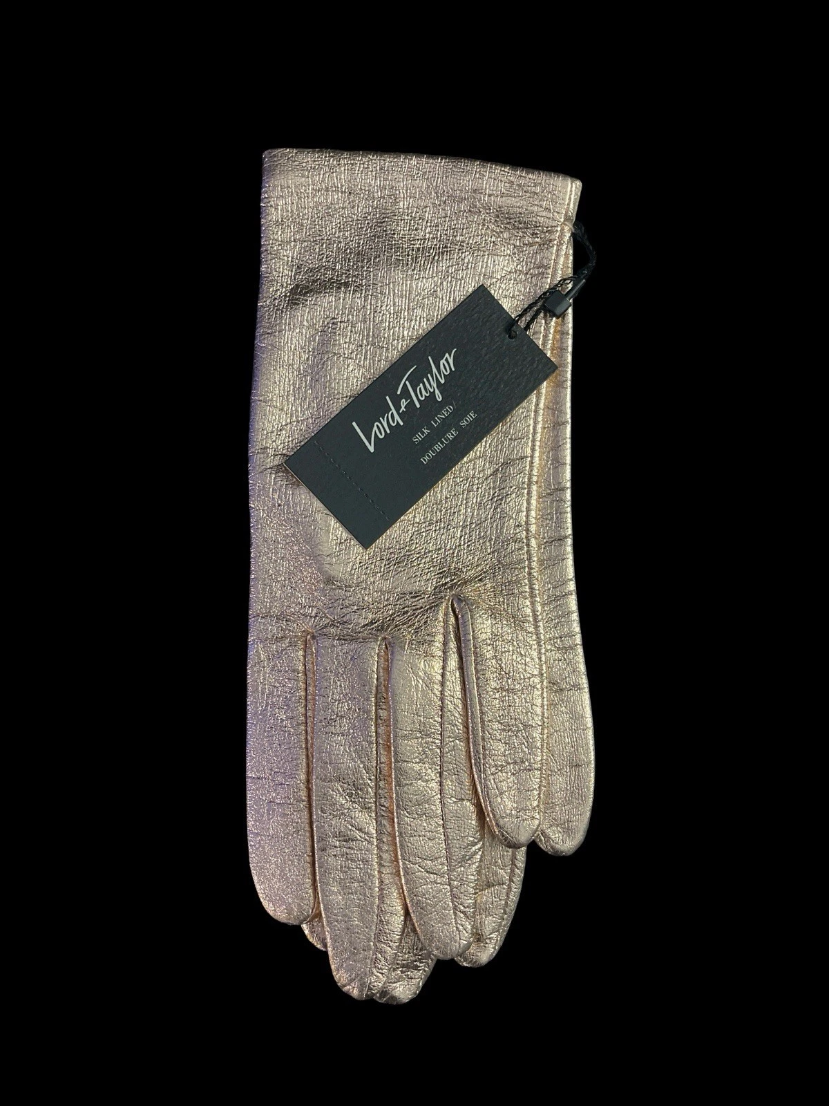 NWT Lord & Taylor Silk Lined Ladies Rose Gold Gloves