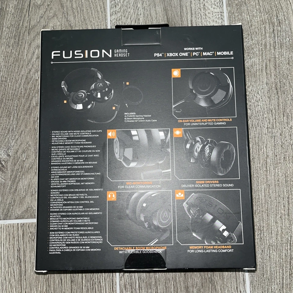 PowerA Fusion OverEar Headset Wired PlayStation, Xbox, PC, MAC, Black - New - Image 2 of 2