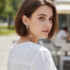 Elegant Sterling Silver 925 3 carat total Moissanite Hoop Earrings