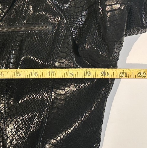 Bradley Bayou Women's Sz M Genuine Leather Blazer Jacket Black Snakeskin Design - Picture 8 of 10