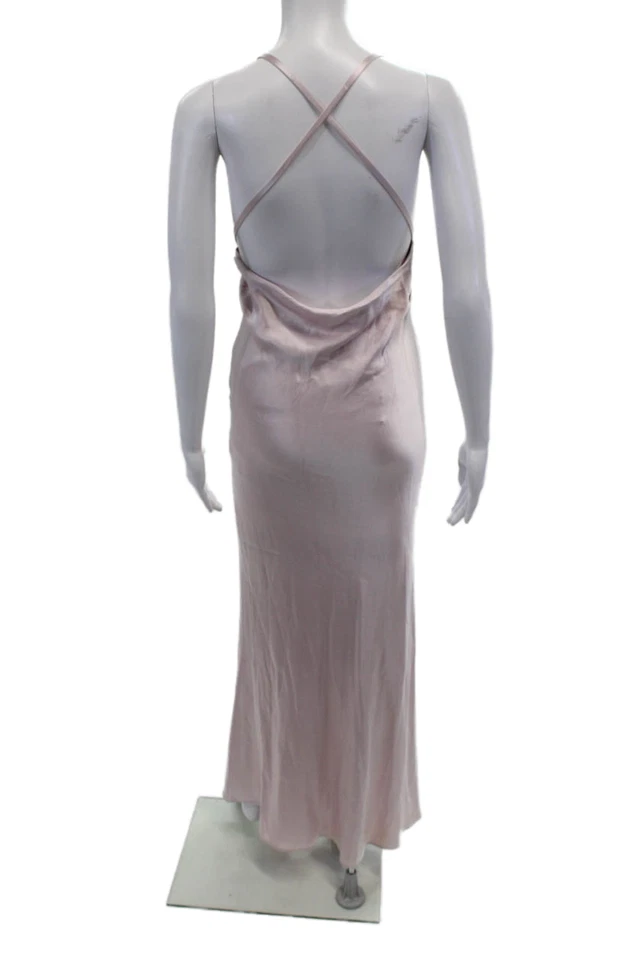 Maxi Vestido Rosa Galvan London Para Mujer Cuello Cuadrado Correas de Espagueti Talla XS Foto 3 de 4