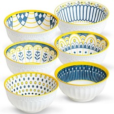 Bohemian Cereal Bowls Set of 6  28 oz Lar Soup Bowls for Salad,