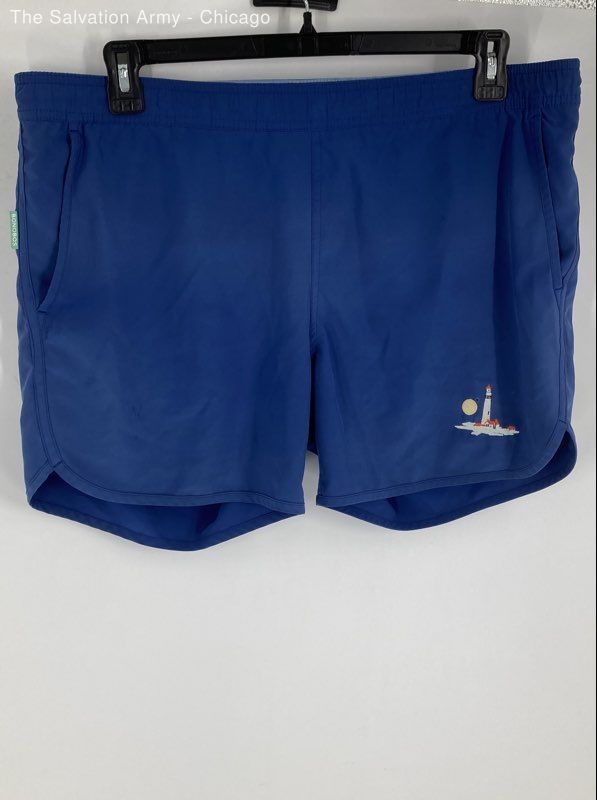Bonobos Mens Blue Embroidered Lighthouse Drawstring Pockets Swim Trunks Size M