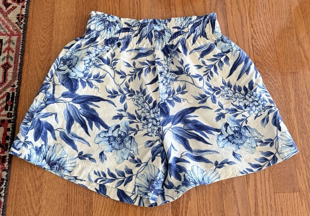 Short Chino H&M – Motif Floral Bleu – Taille 30 – Occasion Très Bon état