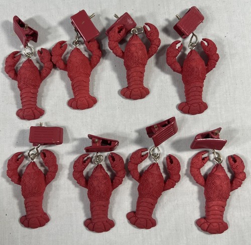 Set Of 8 Lobster Shaped  Weighted Tablecloth Clips