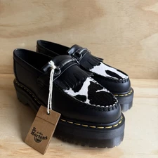 Dr Martens Adrian Snaffle Quad Platform Loafer Shoes Cow Print M7 / W8