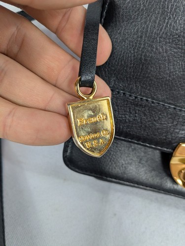 Vintage French Covina Ca. Crossbody Bag Black Patent Leather Gold Hardware - Picture 12 of 20