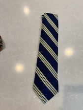 The Goldsmith Collection Boys Striped Neck Tie Navy Yellow White Tied