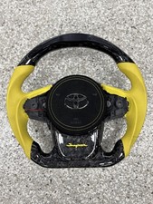 Custom 20-26 Toyota Gr Supra Forged Carbon Fiber Steering Wheel Yellow Led Light