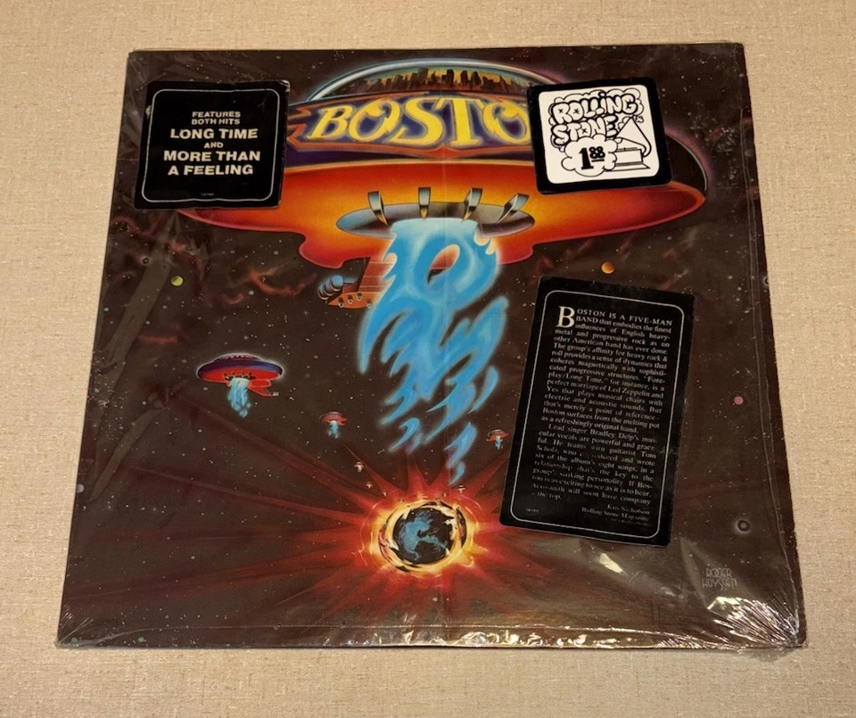 BOSTON Self Titled Debut LP w/ "2 HYPE STICKERS" Epic PE 34188 VG+/VG+ 1976 READ - Image 2 of 4