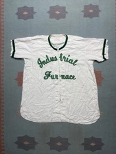 Vintage 40s 50s cotton baseball jersey industrial furnace chain stitch zip 46 XL