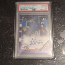 2019 Bowman Chrome Leo leonardo Jimenez Purple Refractor Auto /250 PSA 10