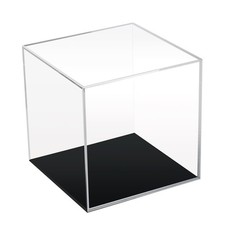 Clear Acrylic Display Box with Black Base for Toys, Props, and Home Organization