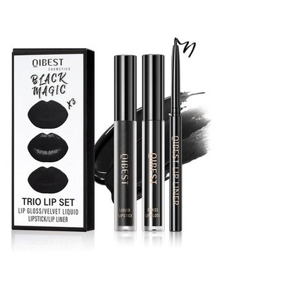 3in1 Lip Makeup Kit Matte Lipgloss, Glossy Lip Gloss, Lip Liner Bleistift  3 ...