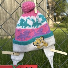 Vintage The Lion King Simba Winter Hat Beanie Pom Pom Toddler Size VTG 90s RARE